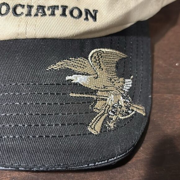 NRA National Rifle Association Tan Black Adjustable Baseball Cap Hat - Picture 3 of 11